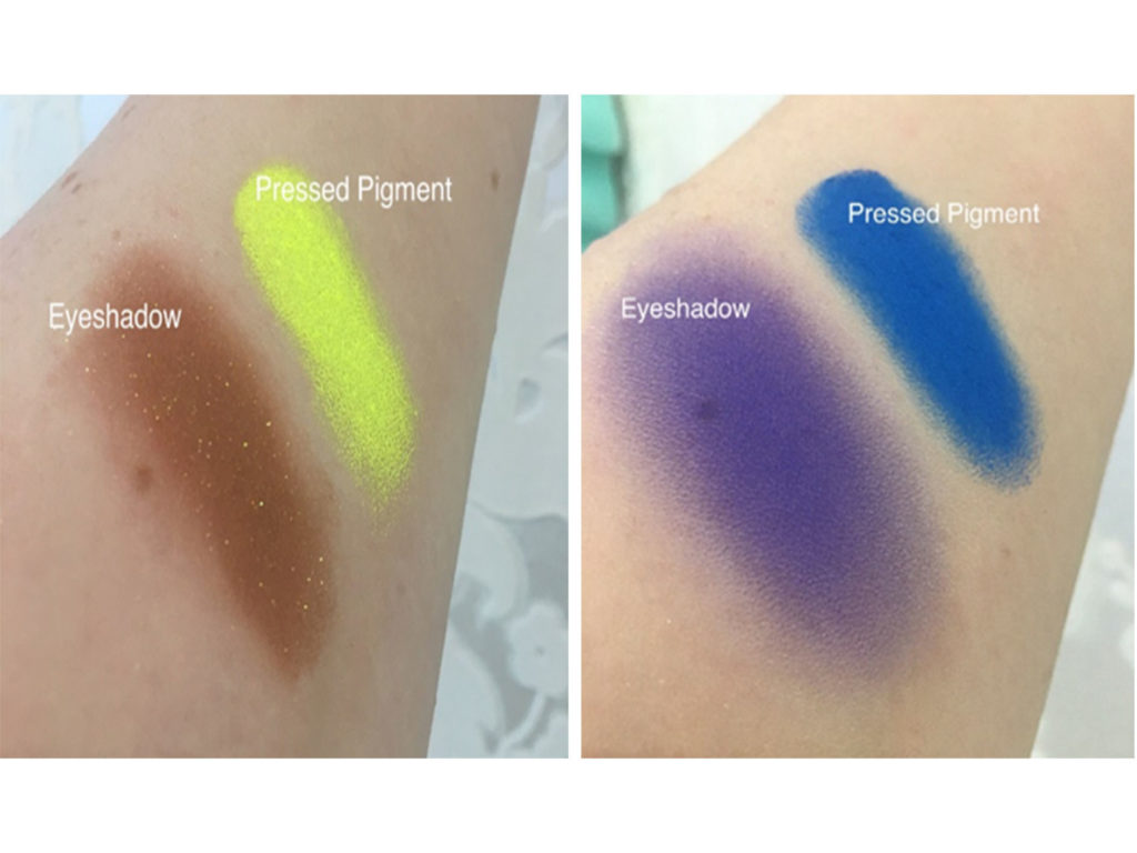 eyeshadow swatches on woman's arm