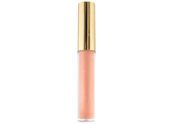 shimmer peach pink sheer moisturizing plumping lip oil isolated white background crème de la crème beauty