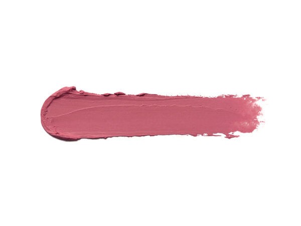 dusty pink lipstick swatch on white background