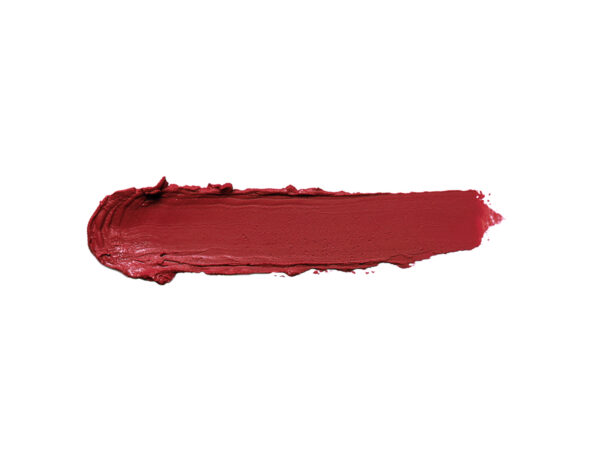 brick red lipstick swatch on white background