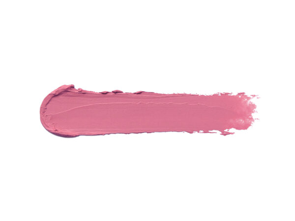 barbie-pink lipstick swatch on white background