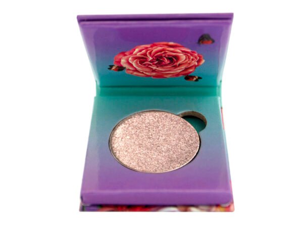 Flamingo Paradise Palette Foiled Eyeshadow sitting inside purple and blue 1 pan paper package