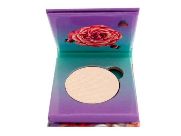 Flamingo Paradise Single Palette Matte Collection single pan pressed eyeshadow sitting inside purple and blue 1 pan paper package