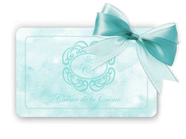 baby blue, marble-texture gift card with large baby blue ribbon on white isolated background