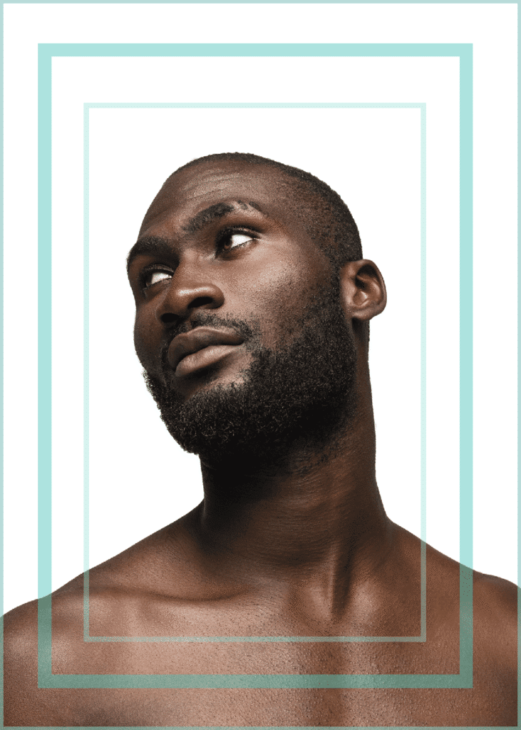 Men's Grooming portrait of handsome black male model on white isolated background